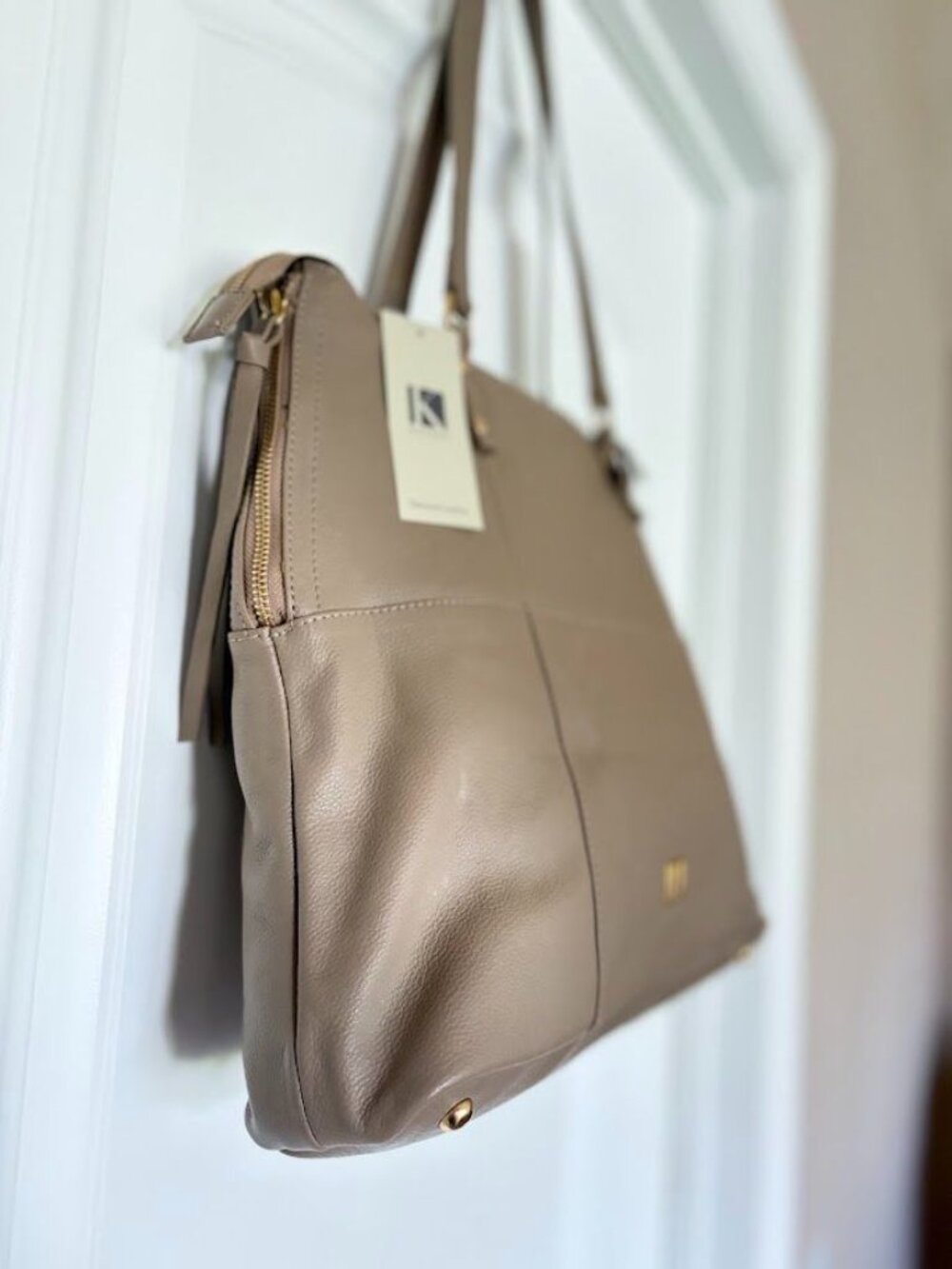 KOOBA Everette Leather Zip Tote in Taupe - New with Tags - Picture 7 of 13